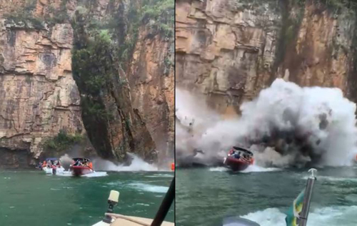 В Бразилии скала рухнула на катера с туристами. ВИДЕО