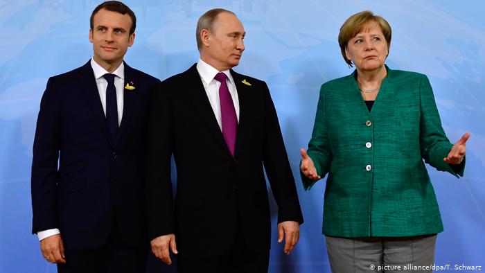 Макрон, Меркель и Путин обсудили ситуацию на Донбассе