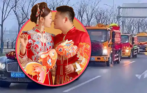 Найдивніший весільний кортеж: у Китаї наречені обрали асенізаторські машини