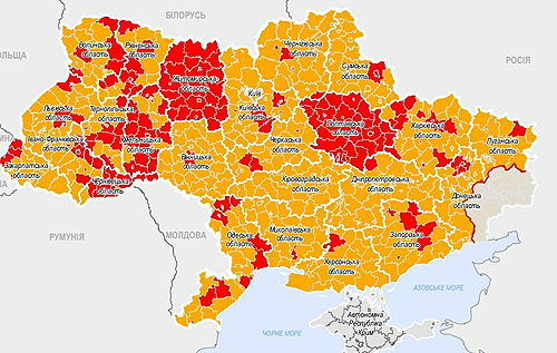 В Україні з 9 листопада встановлено нове епідзонування: в "червоній" зоні 12 облцентрів, Житомирська і Полтавська області