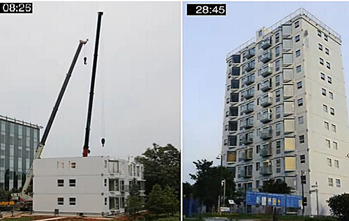 В Китае 10-этажный жилой дом построили "под ключ" чуть больше, чем за сутки. ВИДЕО