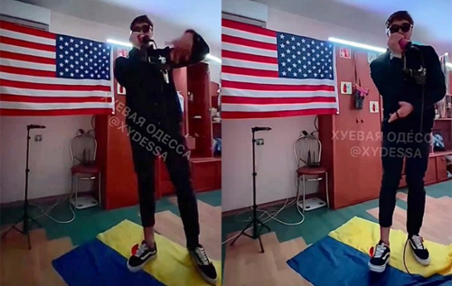 В Одессе тиктокер осквернил флаг Украины, спев на нем рэп. ВИДЕО