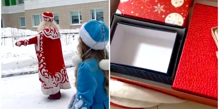 Зате багато: російське ТБ подарувало дітям з онколікарні порожні картонні коробки, складені за принципом матрьошки. ВІДЕО