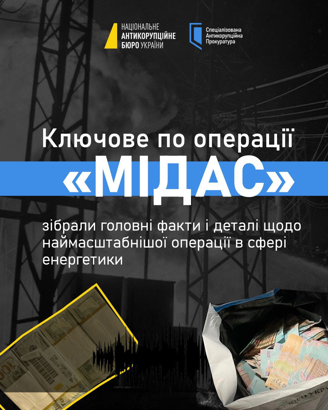 НАБУ зібрало ключові факти про операцію "Мідас" 