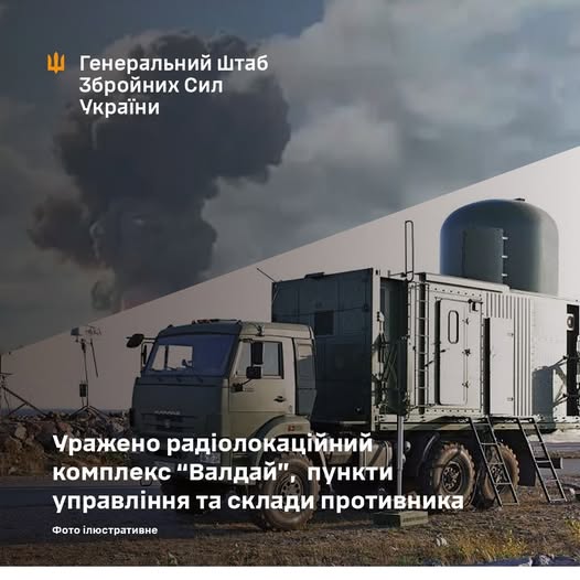 Уражено радіолокаційний комплекс “Валдай”, пункти управління та склади противника, – Генштаб ЗСУ