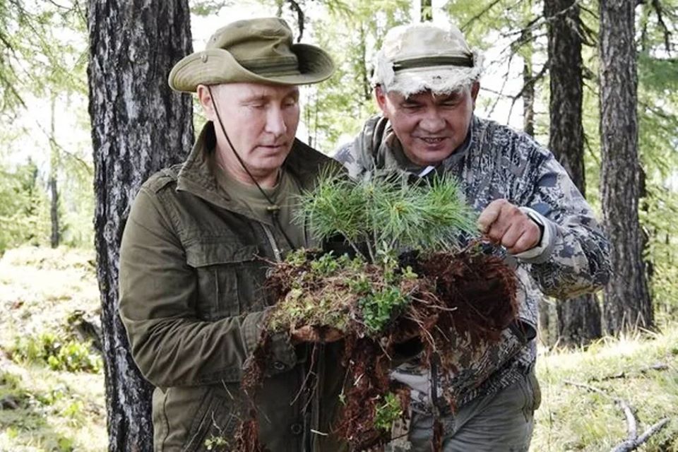 Путин Шойгу отдых в тайге
