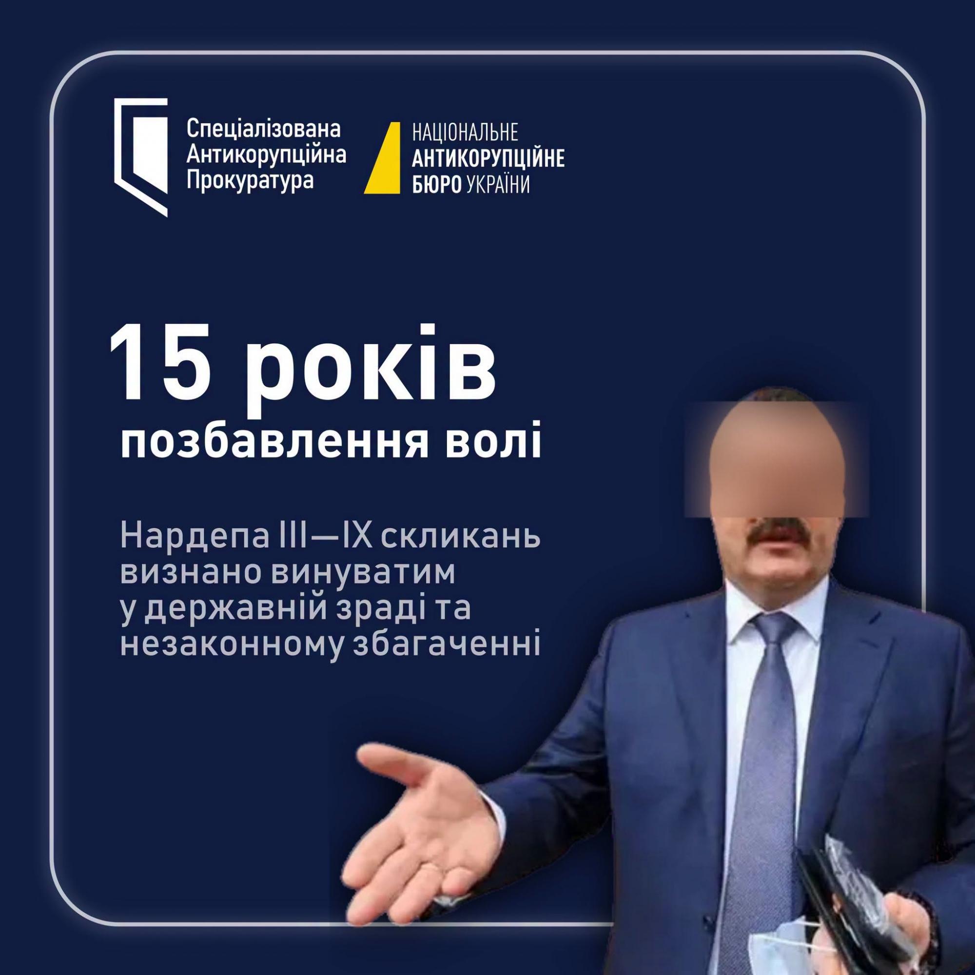 15 років позбавлення волі: Андрія Деркача визнано винуватим у державній зраді та незаконному збагаченні 15 років позбавлення волі: Андрія Деркача визнано винуватим у державній зраді та незаконному збагаченні
