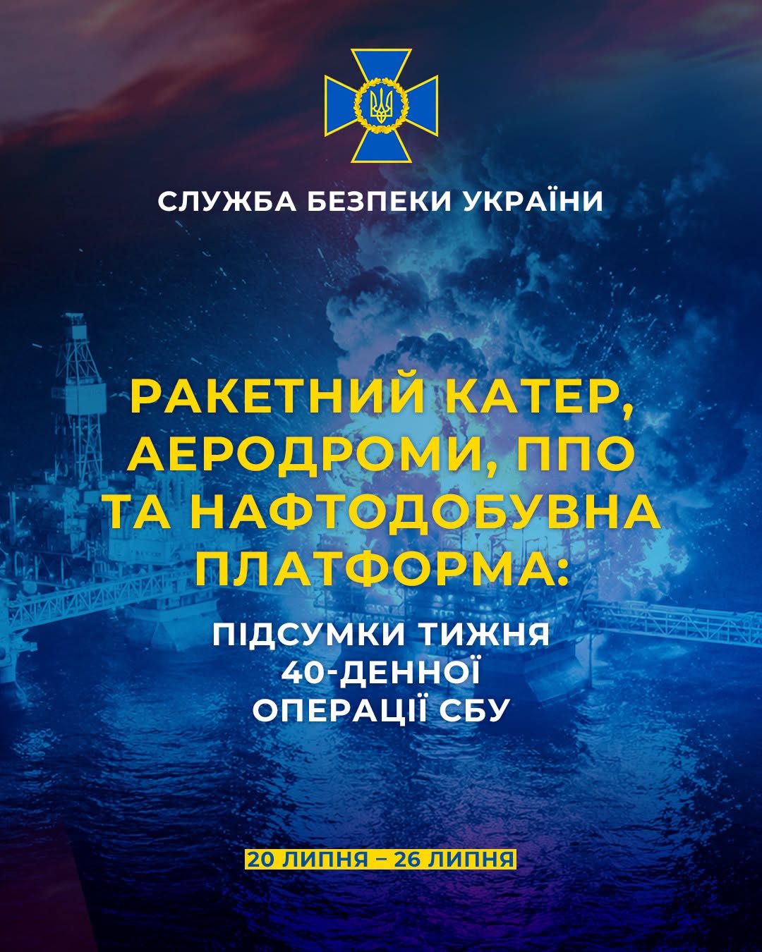 Ракетний катер, військові аеродроми, системи ППО та нафтодобувна платформа: підсумки тижня 40-денної операції СБУ Ракетний катер, військові аеродроми, системи ППО та нафтодобувна платформа: підсумки тижня 40-денної операції СБУ