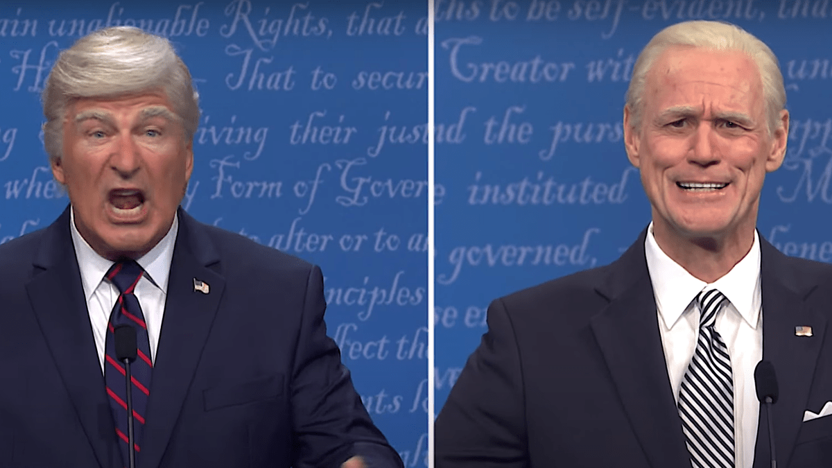 Невероятное превращение: Алек Болдуин и Джим Керри спародировали дебаты Байдена и Трампа