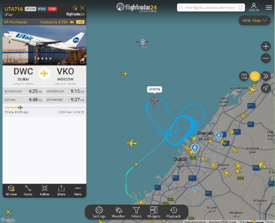 Російський Boeing подав сигнал лиха на шляху з Дубая до Москви