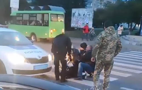 В Краматорске на переходе авто полиции сбило женщину с ребенком. ВИДЕО