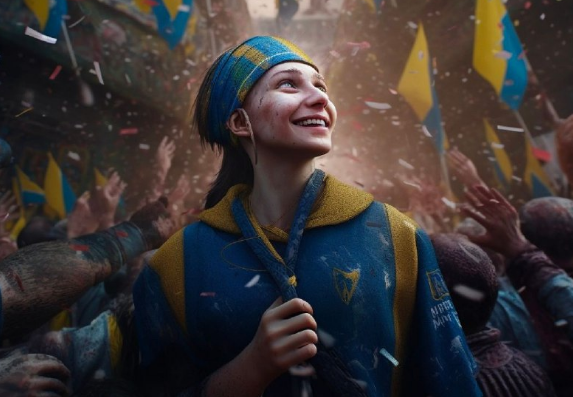 Люди посміхаються, Кремль горить: штучний інтелект Midjourney показав, як бачить перемогу України у війні. ФОТО