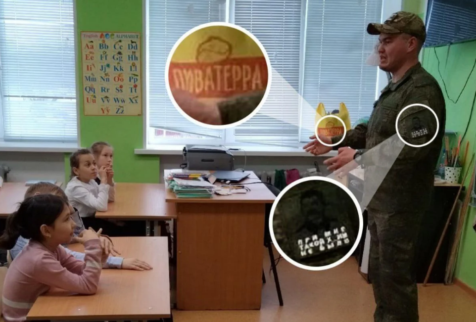 "Скрєпи" і цінності: в РФ окупант заявився в школу в кепці з матами і пакетом з пивного