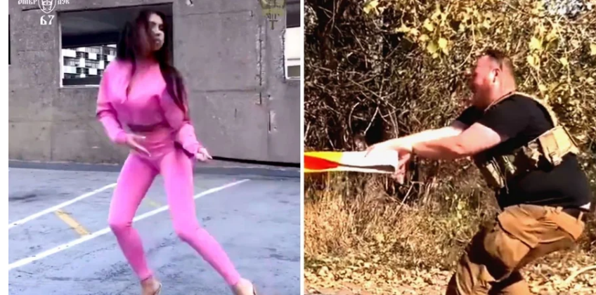 Бійці ЗСУ кумедно спародіювали трендовий ролик із дівчиною та рожевим Lamborghini. ВІДЕО